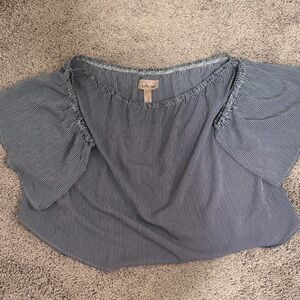 Willow & Root Navy Striped Women's Blouse off the shoulder